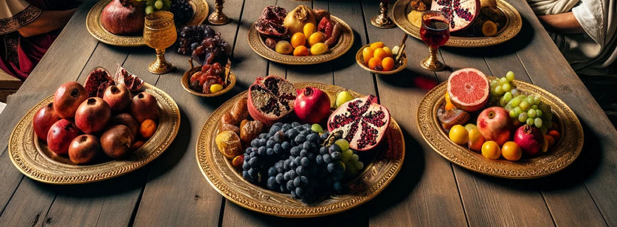 An ancient Roman feast featuring lots of fruit
