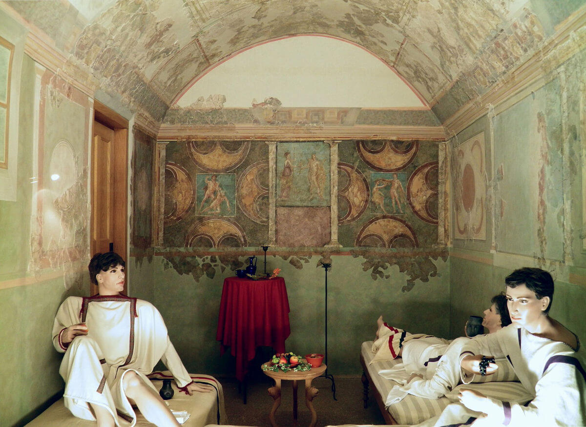 A reconstruction of a Roman triclinium