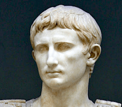 A statue of Augustus which shows his longer hair