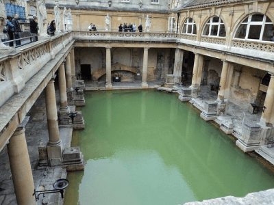 The Roman baths in the town of Bath, England
